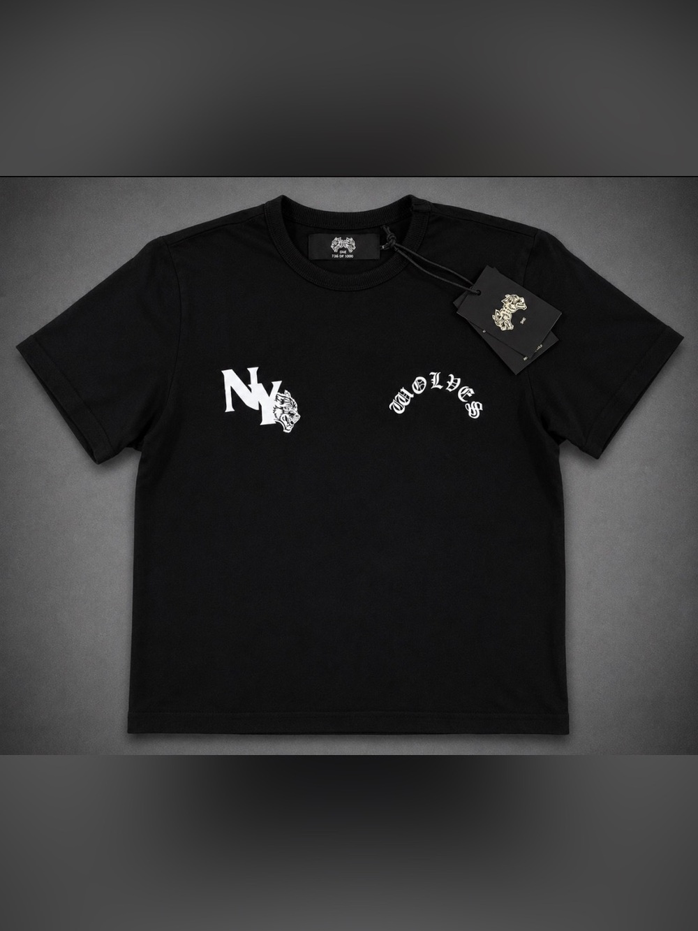 Darc Sport Black Tee with White 'Wolves' & NY Graphics 736/1000
